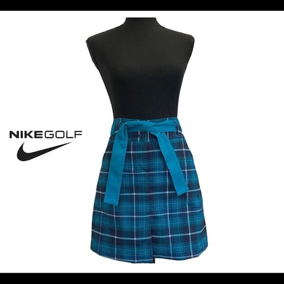 Nike golf blue plaid check skirt Sz 10 NWOT belted pockets - Picture 11 of 11